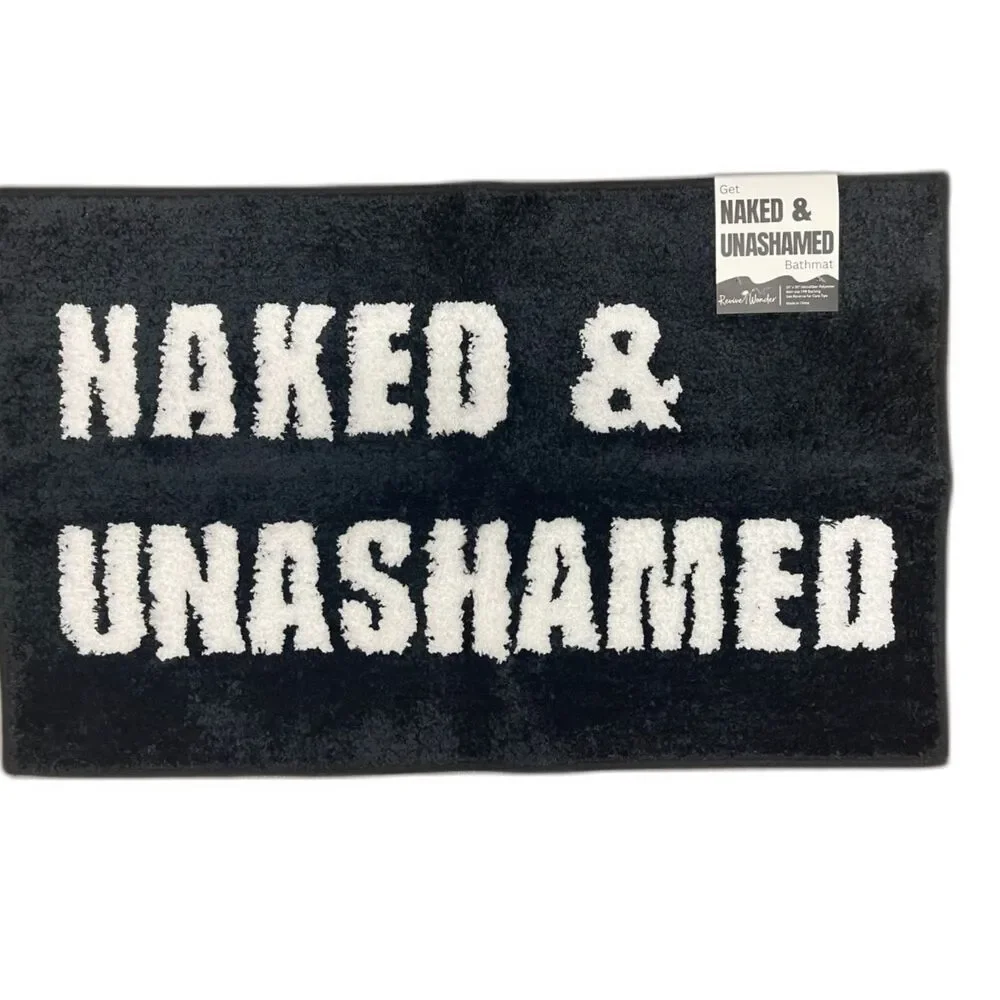 LOT 2 New Black & White Bath Mat Rugs Naked & Unashamed Bathmat Plush 31